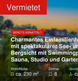 Nicht mehr verfügbar: Charmantes Einfamilienhaus mit spektakulärer See- und Bergsicht mit Swimmingpool, Sauna, Studio und Garten